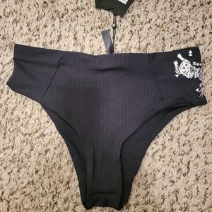 Hurley Women's Quick Dry Embroidered High Waisted Bikini Bottom